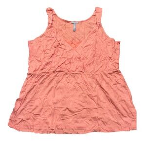 NEW Old Navy Womens Plus 3X Orange Striped V Neck Tank Top Shirt Babydoll Empire